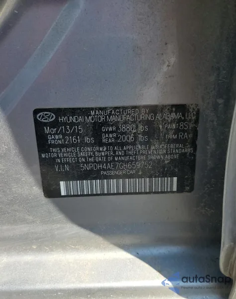 2016 Hyundai Elantra Se from USA, damaged, VIN 5NPDH4AE7GH659752